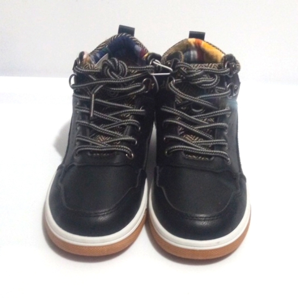US SPORT HIGH-TOP SNEAKERS with Patterned Ankle Support - Black - SIZE 2 NWT